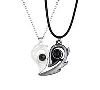 YIHANSS Necklaces Personality, Couple, 1 Pair Personality Magnetic Couple Heart Shape 100 Languages I Love You Projection Pendant Jewelry Lover Gift (Color : Khaki)