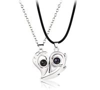 YIHANSS Necklaces Personality, Couple, 1 Pair Personality Magnetic Couple Heart Shape 100 Languages I Love You Projection Pendant Jewelry Lover Gift (Color : Khaki)