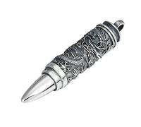 YIHANSS Necklaces Silver Vintage Thai Silver Ancient Bullet Jewelry Dragon Engrave Punk Men Memorial Pendant Holder Ash Urn Necklace Pendant (Size : 61cm Chain)