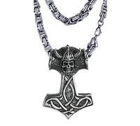 YIHANSS Necklaces Skull Skeleton Hammer,for Men Nordic Amulet Jewelry,with Byzantine Emperor King Chain/50Cm (Color : 80cm)