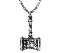 YIHANSS Necklaces Thors Hammer,Menaaasteela,Solid,with Bead Chain/50Cm (Color : 50cm)