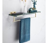 YIHANSS Nordic Floating Shower Caddy Shelf Rack - Brushed Brass & Marble Wall-Mounted Organizer for Shampoo, Cosmetics & Towels - Stylish 40cm Bathroom Storage Solution