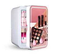 YIHANSS Portable Refrigerator For Car, With Led Mirror, 8L Capacity Mini Fridge For Dorm, Hot And Cold, Car And Home Dual Use Skin Care Refrigerator, Makeup Fridge For Skincare,Pink (White)