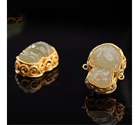 YIHANSS S925 Sterling Silver Charms for Jewelry Making Hetian Jade Buddha Charms Meditation Ornament for Bracelet Necklace Making and Crafting Attract Wealth 1PCS Cinnabar