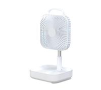 YIHANSS Telescopic folding fan multi-function electric fan mute shaking head usb charging floor fan home desktop portable portable small fan Mini Fan (Color : White)