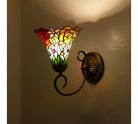YIHANSS Tiffany-Style Wall Sconce Lamp Brass Vintage Base Stained Glass Light Lamp/Sconce Lightings for Corridor Hallway Livingroom Bedroom (Color : D) (h) (g One Size)