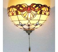 YIHANSS Voute Tiffany Style Wall Light Sconces 1-Light 12 in Width Stained Glass Semi-Circular Lamp Multi-coloRood Baroque Handmade Shade with Switch for Hallway Bedroom Living Room B