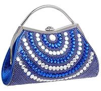 YIHANSS Women's Evening Handbags,Ladies Dress Dinner Bag with Diamonds European and American Banquet Clutch (Gold) (Blue)