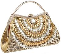 YIHANSS Women's Evening Handbags,Ladies Dress Dinner Bag with Diamonds European and American Banquet Clutch (Gold) (Blue)
