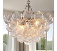 YIHANTLZ Bubble Chandeliers,Hand Blown Murano Bubble Flush Mount Ceiling Lights with LED Bulbs, Energy-Saving Chandelier Ceiling Light for Living Room Bedroom Hallway Home Studio (White, 50*50*35)