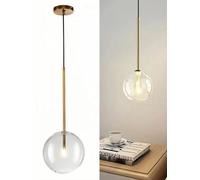 YIHANTLZ Glass Bubble Chandelier Lighting,Gold Clear Ribbed Blown Glass Bubble Chandeliers for Bedroom, Living Room, Entry, Bathroom (Gold-5, 15 * 15 * 38)