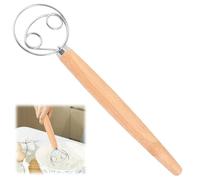 YIHAOH Kitchen Whisk, Danish Manual Dough Whisk, Danish Hand Whisk, Stainless Steel Blender with Wooden Handle for Baking Bread, Dough, Cakes and Pastries
