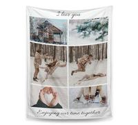 Yihariye Personalised Photo Blanket,Custom Blanket With Picture Text,Unique One Birthday/Holiday/Christmas, Personalised Gifts For Family,Girlfriend,Boyfriend,Friends,Pet (6 photos)