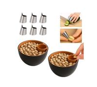 YIHDEB Dual-Layer Pistachio Bowl with Shell Storage - 3DPrinted Nut & Seed Bowl, Space-Saving Design. Snack Serving Bowl for Sunflower Seedsm, Peanut Holder for Home, TV, Desk & Office (2-Pack BK)