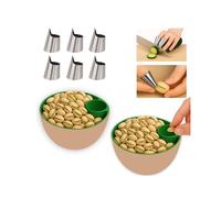 YIHDEB Dual-Layer Pistachio Bowl with Shell Storage - 3DPrinted Nut & Seed Bowl, Space-Saving Design. Snack Serving Bowl for Sunflower Seedsm, Peanut Holder for Home, TV, Desk & Office (2-Pack)