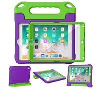 YIHE Kids Case for iPad 9.7 inch with Screen Protector, Shockproof Handle Convertible Stand Case for iPad 9.7 6th/5th Generation 2018/2017, iPad Air 2/1& iPad Pro 9.7, Purple&Green