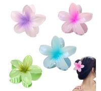 YIHECWY Pack of 4 Hawaii Flower Hair Clips Plumeria Flower Claw Clip Thin Thick Curly Hair for Women Strong Non-Slip Hibiscus Hair Clip Beach Hair Accessories for Women