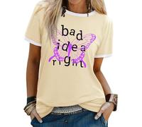Yihelian Summer Top for Women UK Butterfly Printing T-Shirts for Music Festival Casual Loose Blouse Short Sleeve Crew Neck with White Trim