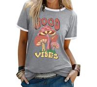 Yihelian T Shirts for Women Summer Short Sleeve Top Ladies Rainbow Print Crew Neck Shirts Fashion Baggy Cotton Blend Blouse