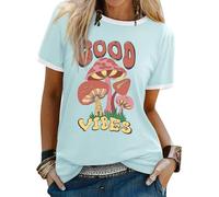 Yihelian T Shirts for Women Summer Short Sleeve Top Ladies Rainbow Print Crew Neck Shirts Fashion Baggy Cotton Blend Blouse