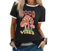 Yihelian T Shirts for Women Summer Short Sleeve Top Ladies Rainbow Print Crew Neck Shirts Fashion Baggy Cotton Blend Blouse