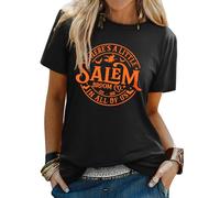 Yihelian T-Shirts Women Halloween Witch Brew Graphic Printing Top Ladies Short Sleeve Round Neck Blouse