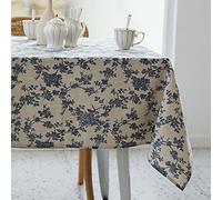 YiHomer Pastoral Rectangle Tablecloth - 60 x 120 Inch Table Cloth - Washable Table Cover with Dust-Proof Wrinkle Resistant for Restaurant, Picnic, Indoor and Outdoor Dining, Floral (Dark Blue)