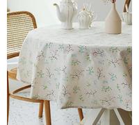 YiHomer Pastoral Round Tablecloth - 60 Inch Dia. Table Cloth - Washable Table Cover with Dust-Proof Wrinkle Resistant for Restaurant, Picnic, Bistro, Indoor and Outdoor Dining, Gardenia