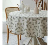 YiHomer Pastoral Round Tablecloth - 60 Inch Dia. Table Cloth - Washable Table Cover with Dust-Proof Wrinkle Resistant for Restaurant, Picnic, Bistro, Indoor and Outdoor Dining, Green Leaf