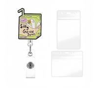 YIHONGYAN Badge Reel Accessories ID Badge Holder Retractable Badge Clips Swivel Clip Funny Badge Reels Acrylic Kit Green Drink Goose Glitter Design for Nurse Doctor Teacher Office Unisex Gifts 1 Pcs