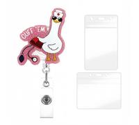 YIHONGYAN Badge Reel ID Badge Holder Retractable Badge Clips Swivel Clip Funny Badge Reels Acrylic Kit Goose Measuring Blood Pressure Glitter Design for Women Nurse Doctor Teacher Office Gifts 1 Pcs
