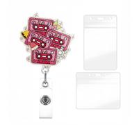 YIHONGYAN Christmas Badge Reel ID Badge Holder Retractable Badge Clips Swivel Clip Four Tapes Christmas Colors Design Badge Holder for Unisex Doctor Nurse Teacher Office Gifts Plastic Card Holder 1Pcs