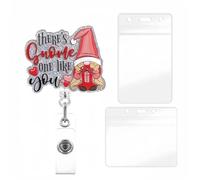 YIHONGYUAN Valentine Badge Reel ID Badge Holder Retractable Badge Clips Swivel Clip Funny Badge Reels Dwarf Holding Gift Box Design for Women Nurse Doctor Teacher Office Holiday Gift Romantic Kit 1Pcs