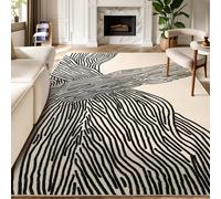 YIHOUSE 8×10 Ft Washable Rug, Black and White Abstract Area Rug for Bedroom Living Room Dining Room Office Playroom Nursery, Ultra Thin Nonslip Modern Large Rugs Soft Contemporary Striped Rugs