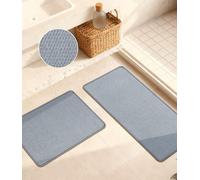 YIHOUSE Bathroom Rugs Sets 2 Pieces,Low Pile Soft Bath Rugs,Thin Bath Mats Non Slip Quick Dry,Super Absorbent Small Bathroom Mat Washable,Light Grey(17"x24"+17"x32")