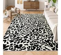 YIHOUSE Leopard Rug for Living Room, 5x7 Black and White Cute Cheetah Print Rug Modern Washable Ultra-Thin Animal Printed Rugs for Bedroom, Girls Boys Dorm Room Nursery Room, Playroom