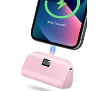 Yihoy Mini Portable Charger for iPhone with Built in Cable, 4,800mAh Small Power Bank Fast Charging, Compatible with 14/14 Pro Max/13/13 Pro Max/12/12 Pro Max/11/XR/X/8/7/6 Series (Pink)