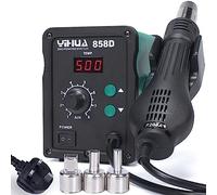 YIHUA 858D Hot Air Rework Station 700W for SMD Soldering and desoldering with Adjustable Temperature, Adjustable Air Volume, PID Temperature Control, Auto Start/Stop Function, 3 Hot Air Nozzles
