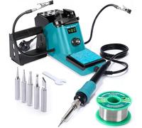 YIHUA 926LED III 60W Digital Display Soldering Iron Station Soldering Iron Kit with 2 Helping Hands, 5 Extra Soldering Iron Tips, Lead-Free Solder Wire, Auto Sleep & Calibration Support (UK Plug)