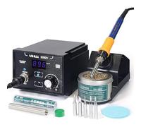 YIHUA 939D+ Digital Soldering Station, 75 Watt Equivalent with Temperature Control, °C/°F Display. ESD Safe for Electronics. Aluminum Panel (Resists Burn). Solder Tips, Lead-Free Solder & Extras