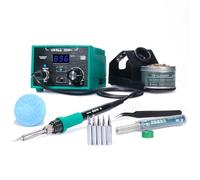 YIHUA 939D+ Digital Soldering Station(SE), 75W Equivalent,Precision Temp Control (392°F to 896°F) & Transformer. ESD Safe, Lead Free with °C/°F display + 5 Solder Tips, Solder & Extras. Fresh Green.
