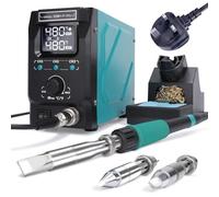 YIHUA 939D+ IV 300W Heavy Duty Soldering Iron Station Kit for Stained Glass, Temp Adjustable Solder Station with Detachable Soldering-Iron, 3 Solder Tips, 3 Pre-Set Channels, Sleep Mode(UK Plug)