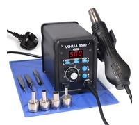 YIHUA 959D Hot Air Rework Station for SMD Soldering 3 Memory Channels with 4 Hot Air Nozzles, Soldering Work Mat, ESD Safe Tweezers(UK Plug)