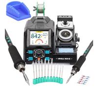 YIHUA 982D SE 200W Soldering Station Kit, C210 & C245, 11 Tips, Wire Holder | For general and micro soldering, automatic temperature calibration, 7 C245 and 4 C210 cartridges, full-color display