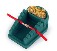 YIHUA S200 Green Heat-Resistant Silicone Soldering Wire Holder with Brass Wool Cleaner, 6 Grooves, Storage Tray, Helping Hands Soldering Wire Welding Fixture, Compatible Diameter 32-7AWG