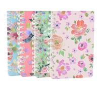 YIHUANYIFA 4pcs Small Spiral Notebooks College Ruled 3x5inch Mini Cute Pocket Journals Hardcover 120 Pages 7mm Lined Pages Tiny Memo Pads for Home, Office, Work, School or Travel (4, flower)