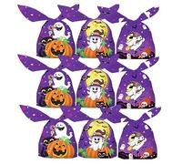 YIHUANYIFA 50Pcs Halloween Treat Bags Reusable Pastel Rabbit Long Ear Candy Cookies Gift Bags with Twist Tie Closure for Party Decoration Supplies (Halloween C 50Pcs)