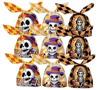 YIHUANYIFA 50Pcs Halloween Treat Bags Reusable Pastel Rabbit Long Ear Candy Cookies Gift Bags with Twist Tie Closure for Party Decoration Supplies (Halloween A 100Pcs)