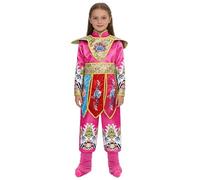 Yihuimin 5 Pieces Kids Peking Performance Outfit Delicate China Opera Print Patterns Folk Dance Suits Hot Pink 5-6 Years
