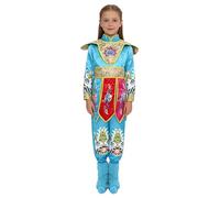 Yihuimin 5 Pieces Kids Peking Performance Outfit Delicate China Opera Print Patterns Folk Dance Suits Blue 10-11 Years